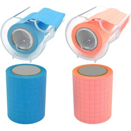 4A Roll Sticky Notes,Full Adhesive,Width x Length 2 x 315 Inches,Neon Blue and Pink,Grid,Self-Stick Notes,2 Rolls with Dispenser and 2 Refill Rolls,4A PSS 9-1 Grid-NBNPx2