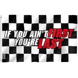 Anley Fly Breeze 3x5 Foot If You Ain't First You're Last Flag- Canvas Header and Double Stitched - Fitness Motivational for College Dorm Gym Man Cave Flags Polyester with Brass Grommets 3 X 5 Ft