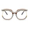 LJCZKA Oversized Blue Light Blocking Glasses Women Rhinestone Anti Blue