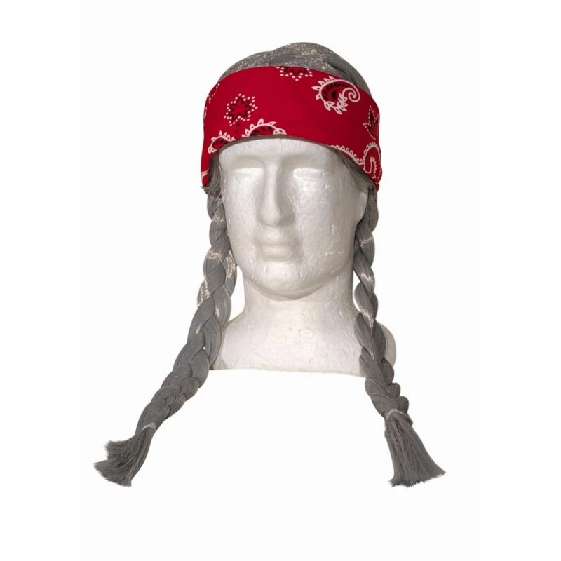 HandinHandCreations Willie Braided Long Wig with Red Bandana - Country