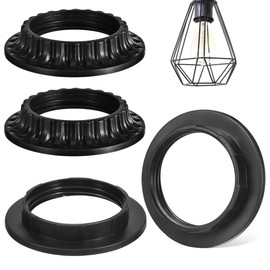 ARTIBETTER 4-Pack Black Lamp Shade Holder Rings for E27 and E26 Light Socket Fixing, Plastic Replacement Lamp Parts for Home Lighting Fixtures, Easy Installation and Durable Design