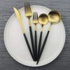 JASHII Luxury Black Gold Flatware, Silverware Sets, 5-Piece Elegant Cute