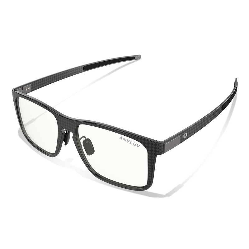 ANYLUV Blue Light Glasses Men, Carbon Fiber Square Eyewear, Lightweight