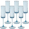 6 Pieces Blue Champagne Flutes 6 OZ Straight Sided Wine