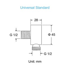 Keymark Wall Supply Elbow, Brass Round Wall Mount Shower Hose Connector Drop Ell Union Water Outlet for Handheld Hand Shower, Black