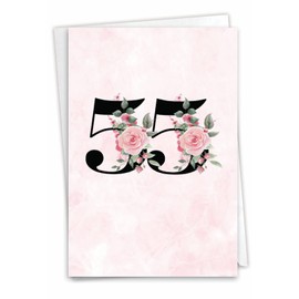NobleWorks - 55th Milestone Anniversary Congratulations Notecard w/ 5 x 7 Envelope for Men and Women (1 Card) Floral Couple 55 C8256MAG