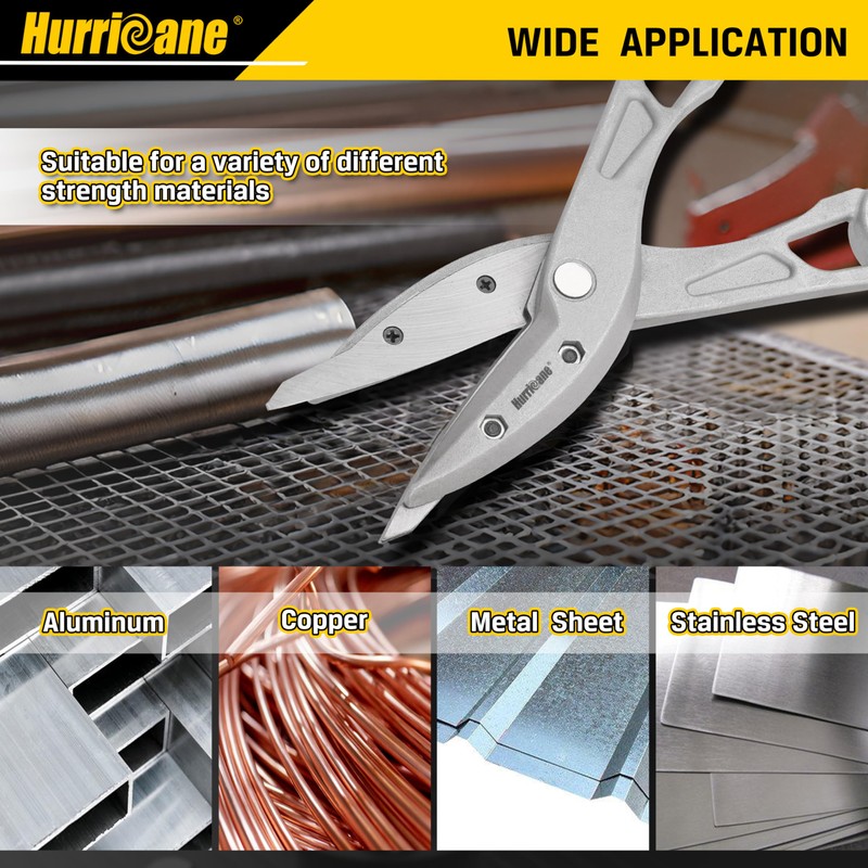 HURRICANE 12 Inch Aluminum Tin Snips with Replaceable Blades. Lightweight