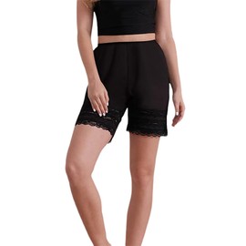 Women's Half Slips Skirt Plus Size Culottes Shorts Underskirt Panties Bloomers Pettipants for Under Dress (A-Black, XL)