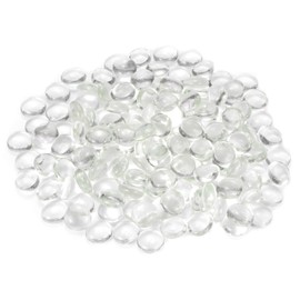 M METERXITY High Luster Round Fire Glass Beads, Glass Gems, Glass Pebbles, Glass Marbles for Vases/Fire Pit/Crafts/Aquarium/Garden Decorations 18-22mm, 550g/1.21-Pound [Transparent]