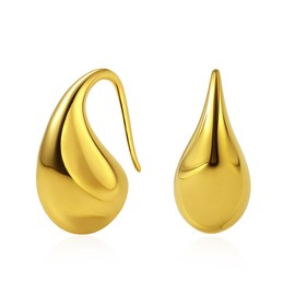 Gold Stainless Steel Teardrop Earrings for Women Non Tarnish Thick Gold Chunky Hoop Earrings Water Drop Earrings for Women Stainless Steel No Gemstone, Stainless Steel, No Gemstone