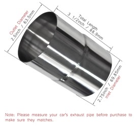 GioZona 2.75" ID to 2.5" OD, Exhuast Pipe Adapter Connector Reducer, 304 Stainless Steel, Universal Exhaust Pipe to Component 2 3/4 Inch to 2 1/2 Inch
