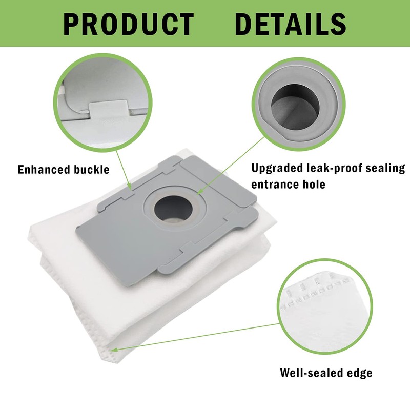 E-HAO 10 pack Vacuum bags compatible for iRobot Roomba i&j&s