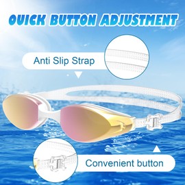 RISEOFLE Swimming Goggles for Men/Women, Adult Swimming Goggles UV Protection, Anti-Fog, Adjustable Strap, Comfort Polarised Swimming Goggles (Yellow)