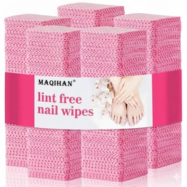 MAQIHAN 1500 Toallitas para Uñas Sin Pelusa - Toallitas Quitaesmalte de Acetona Rosa, Almohadillas para Uñas Sin Pelusa, Toallitas para Uñas de Gel Sin Pelusa, Extensiones de Pestañas, Suministros Par