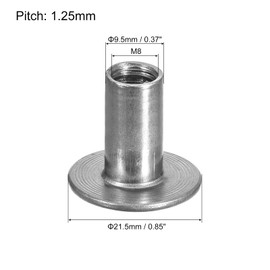 sourcing map M8 T-Nuts, 12pcs Carbon Steel Tee Nuts, Round Base Weld Nuts 20mm Height Through Hole Flange Insert Female Thread Plate Nuts
