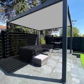 TANG 12' x 17' Shade Cloth with Grommets, Sun Shade Sail Rectangle Straight Side, UV Blocker Fabric Patio Canopy for Deck Carport Backyard Pergola Cover, Light Grey