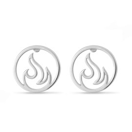Boma Jewelry Sterling Silver Fire Element Circle Stud Earrings