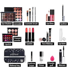 Kit Maquillaje para Mujer, Set de Maquillaje para Mujer, Kit Cosmético Completo Todo en Uno, Paquete de Inicio Esencial que Incluye Paleta de Sombras 