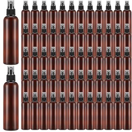 Eccliy 64 Pcs 8 oz Plastic Spray Bottles Fine Mist Refillable Clear Empty Spray Bottles Mist Sprayer with Spray Cap for Essential Oils Travel Perfumes(Brown)