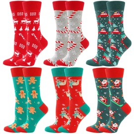 Women's Christmas Socks Funny Socks for Women Mum Grandmother 6 Pairs Christmas Design Festive Cotton Christmas Socks Women's Colourful Socks, 6Pairs-Christmas1