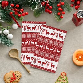 Horaldaily 100 Christmas Disposable Paper Decorative Guest Napkins, Fair Isle Style Hand Towel for Party Lunch Dinner Kitchen Bathroom