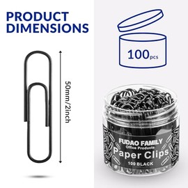 Juego de 100 clips Jumbo - 5,1 cm - Negro