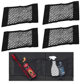 Universal Mesh Cargo Net Car Storage Net Wall Sticker Organizer Pouch Bag Storage Mesh Net for Car Trunk Storage Add On Organizers for Car Truck, Pack of 4， 15" x 9.5"