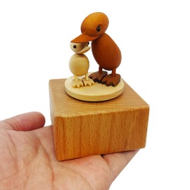 Adorno de caja musical de pato de madera, recuerdo de melodía mecánica retro, elegante decoración de caja de música de pato de mesa, regalo para famil
