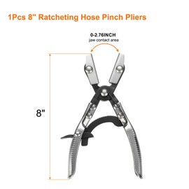HARFINGTON Hose Pinch Off Pliers 8" Carbon Steel Automatic Locking Ratcheting Electrophoresis Chrome Plating for Hoses Cars Gas Pipelines Radiators Brakes Coolant, Black