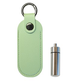 FUWAMORI Keychain with Leather Cover, Waterproof and Dustproof, Double Layered Construction, Ashes Capsule, With Cremation Protection Case, Pet Memorial Goods, Hair Accessories, Mint Green