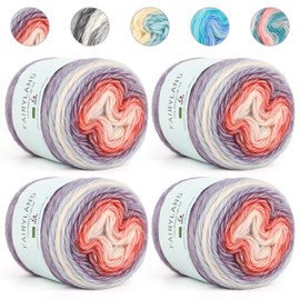 Aeelike 400 g Colour Gradient Yarn for Crocheting, 245 m Super Light Bobbel Wool Colour Gradient, Super Soft Multicoloured Cotton Yarn for Baby Blanket, Pullover, Scarf, Hats, Ombre Acrylic Wool, Pink