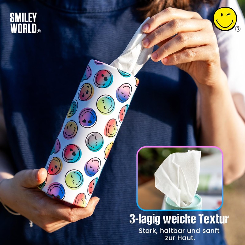 SmileyWorld Tissues - Cylinder Box - 100% Bamboo - Plastic-Free