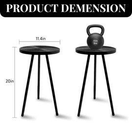 Lawn Social Tall Plant Stand Indoor, 20" Mid Century Modern Plant Table, Wood & Metal Plant Holder for Flower Pots, Round Small Side Table for Living Room Bedroom Balcony Decor, Black (11.4"x20")