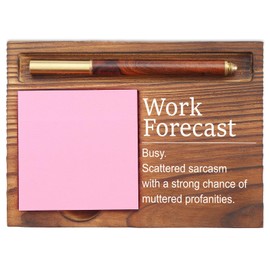 Work Forecast Sticky Note Holder, Funny Office Desk Organizer, Sarcastic Work Gift for Coworkers, Boss, Employees, Self-Stick Note Pad Holders EDP125