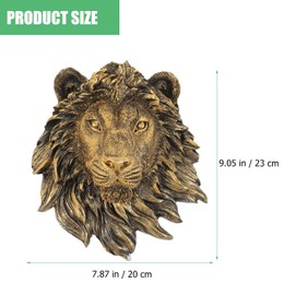 Veemoon Lightweight Lion Head Wall Decor Lion Head Wall Mount Sculpture Resin Hanging Animal Stuate Bronze Animal Plaque Home Ornament Fake Beast Decorations for Farmhouse Plaque(20 * 23 * 9.5cm)