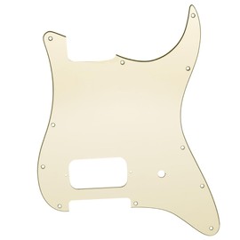 Musiclily Pro 11 Holes ST Strat Uncovered One Humbucker Guitar Pickguard Scratch Plate for American/Mexican Fender Tom Delonge Stratocaster Electric Guitar, 3Ply Cream