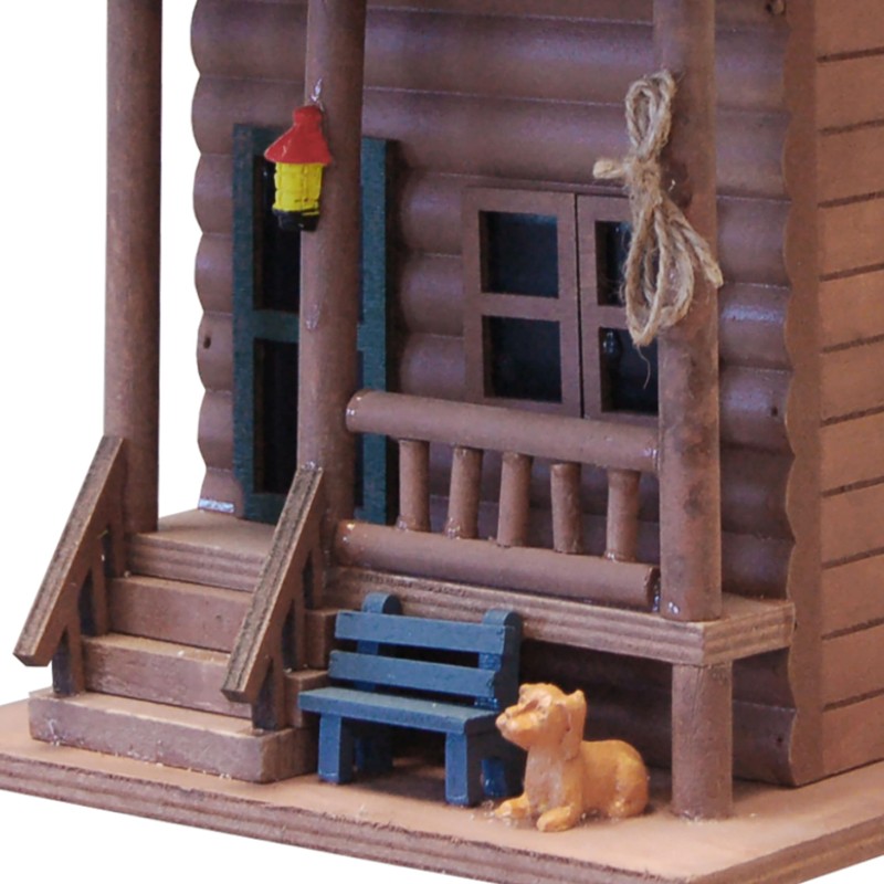 Home Bazaar Log Cabin Bird House, Handcrafted Wooden Outdoor Birdhouse