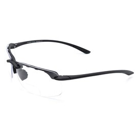 VITENZI Bifocal Safety Glasses with Readers Wrap Around Sport Magnifying Safety Reading Protective Goggles for Men and Women Monza in Black 2.50