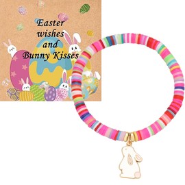 DONYUDE Easter Gifts for Teens, Easter Basket Ideas Colourful Bunny Bracelets for Daughter Christian Baptism Gifts Decoration Easters Egg Fillers Accessories