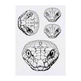 4 x 'Snake Head' Temporary Tattoos - Water Resistant, Skin-Safe, Non-Toxic Transfers, Mixed Sizes (TO00070828)