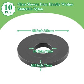 Qjaiune 10 Pack 3/4 Inch Black Washers for Shower Door Handle, Nylon Washers Spacers Replacement Parts Transparent Gasket, Plastic Flat Washer Clear Plastic Gasket for Standoff Cap Assemblies