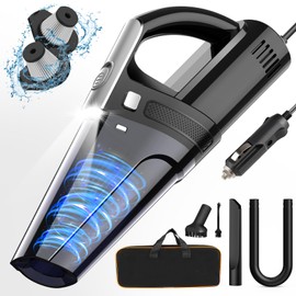 DRECELL DRECELL Car Vacuum, Portable Car Vacuum Cleaner with 7000PA Suction, DC 12V High Power 16.4Ft Cord Wired Vacuum Cleaner for Car, LED Light, Lightweight, 0.33L Capacity, Storage Bag