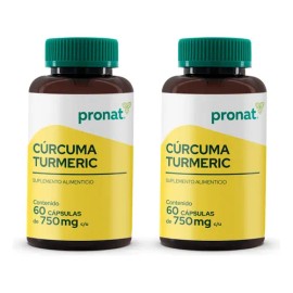 Kit 2 Piezas Suplemento Curcuma Turmeric (60 Caps) Pronat Sabor Sin sabor                                                                             