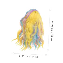 Healeved Colorful Wave Wig Shoulder Synthetic High Temperature Cosplay Party Wigs for Women Comfortable Elastic Mesh Cap Vibrant Fashion Hair