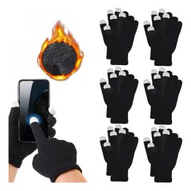 6 Pares Guantes De Lana Tejido Touch Tablet Celular Invierno                                                                                          