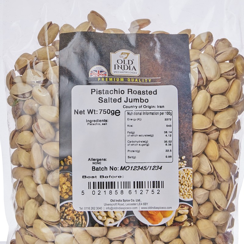 Old India Pistachio Roasted Salted Jumbo 750g