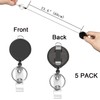 AMUU Name Tag Reel, Black, Set of 5, Clip Keychain,