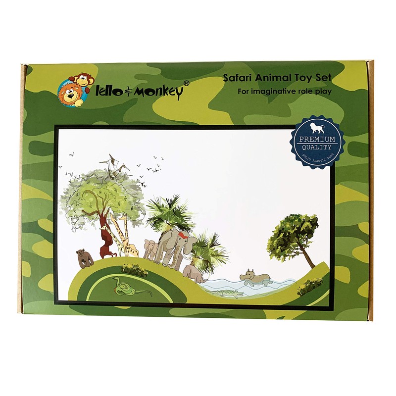 Lello & Monkey Safari Animal Toy Figures - Solid plastic
