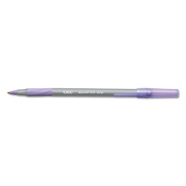 BIC Round Stic Grip Xtra Comfort Ballpoint Pen, Medium Point (1.2mm), Purple Ink - GSMG11PE (Pack of 12)