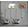 Polar Bear Grizzly Lollipop Chocolate Candy Mold 3469 (4 cavity